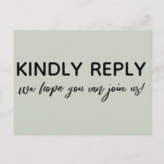 Modern Casual Handwriting Sage Green RSVP Postcard (Front)