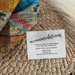 Modern Casual Handwriting Wedding Accommodations Enclosure Card<br><div class="desc">Offer your guests handy cards to help them remember your wedding accommodation arrangements and other details with this modern card. A casual text overlay graphic reading "accommodations" was designed using a modern, handwritten font. Use the template fields to customise these enclosure cards with your personal details. The background is an...</div>