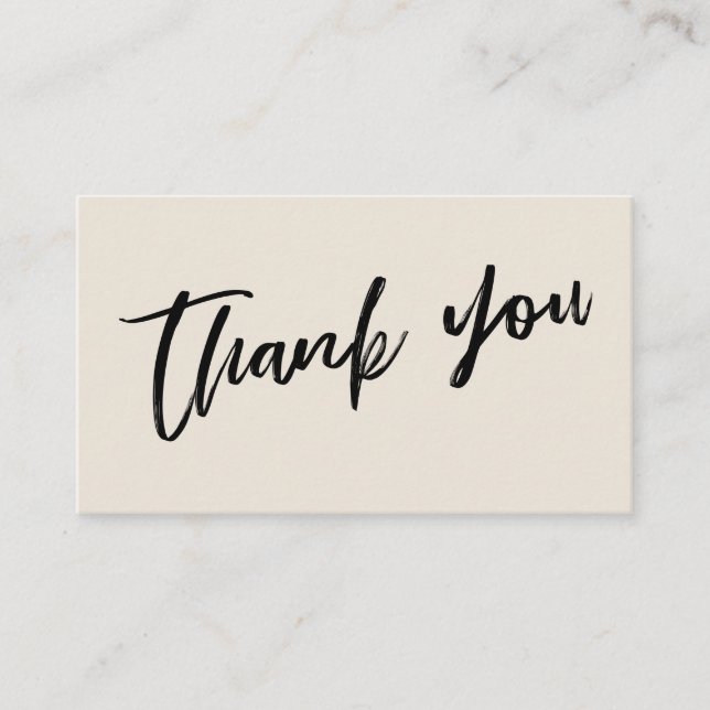 Modern Casual Handwriting Wedding Thank You Cream Enclosure Card (Front)