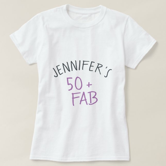 Modern Casual Purple Black 50 Fabulous Birthday T-Shirt (Design Front)