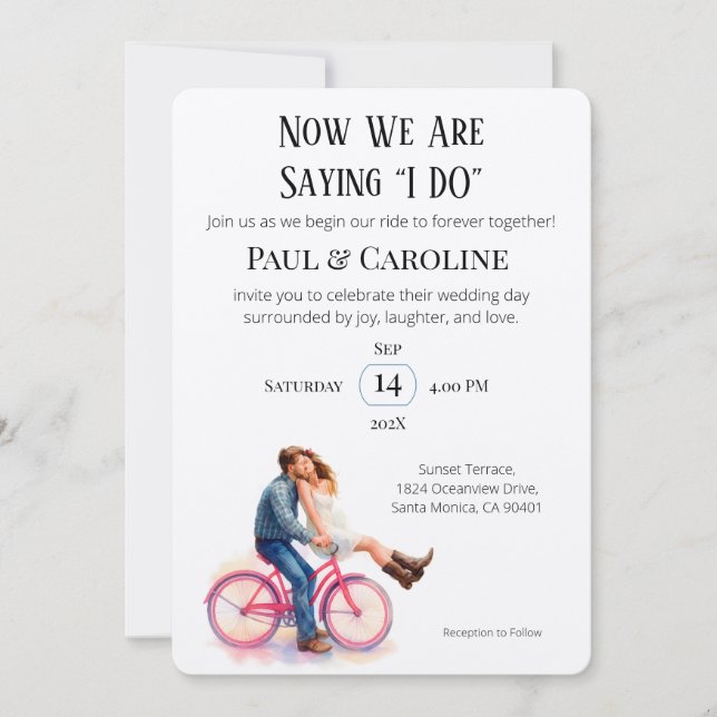 Modern Casual Romantic Couple Wedding Illustration Invitation (Front)