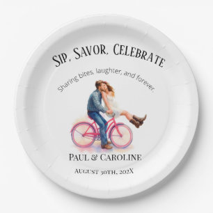 Modern Casual  Romantic Wedding Artistic Couple  Paper Plate