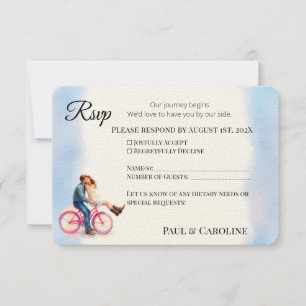 Modern Casual RomanticWedding Couple Watercolor RSVP Card