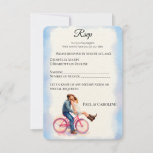 Modern Casual RomanticWedding Couple Watercolor  RSVP Card