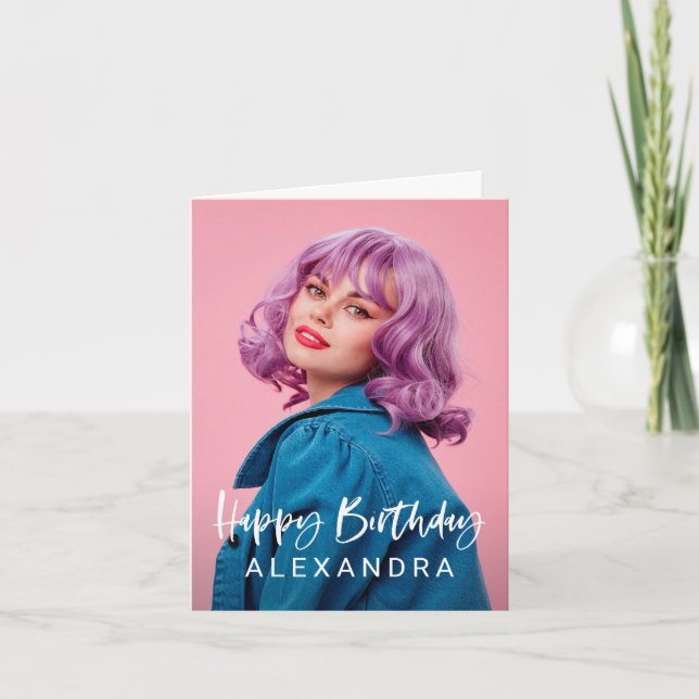 Modern Casual Script and Photo | Happy Birthday Card (Front)