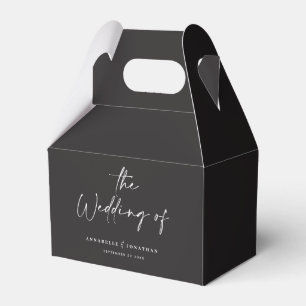 Modern casual script black typography wedding favour box