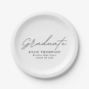 Modern Casual Script Graduation Party Paper Plate
