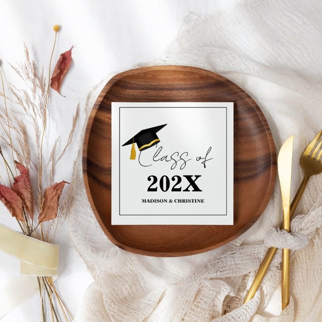 Modern Casual Script Twin Graduation Party  Napkin (Creator Uploaded)