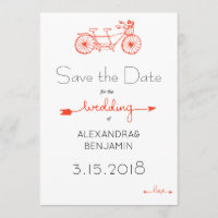 Modern casual tandem bicycle wedding save date