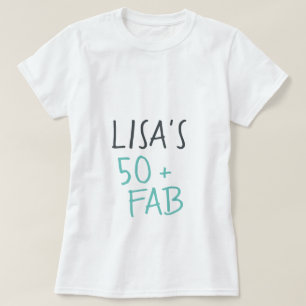 Modern Casual Turquoise Black 50 Fabulous Birthday T-Shirt
