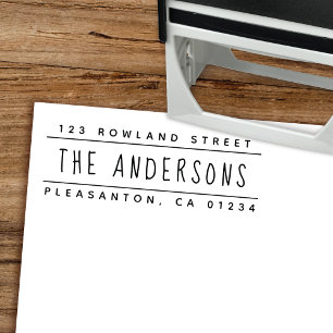 Modern Casual Type Script Split Return Address Self-inking Stamp