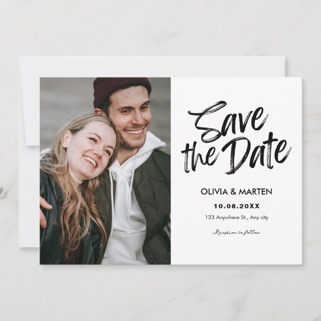 Modern casual Typographic photo Save The Date (Front)