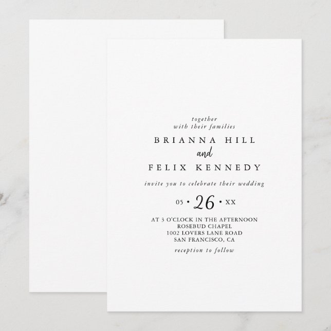 Modern Casual Wedding Invitation (Front/Back)