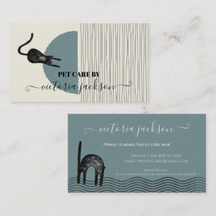 Modern Cat abstract Cat sitting service care Business Card