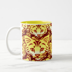 Modern cat art Two-Tone coffee mug