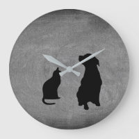 Modern cat & dog . silhouettes pets on chalkboard