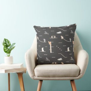 Modern Cat Furniture Pattern Throw Pillow