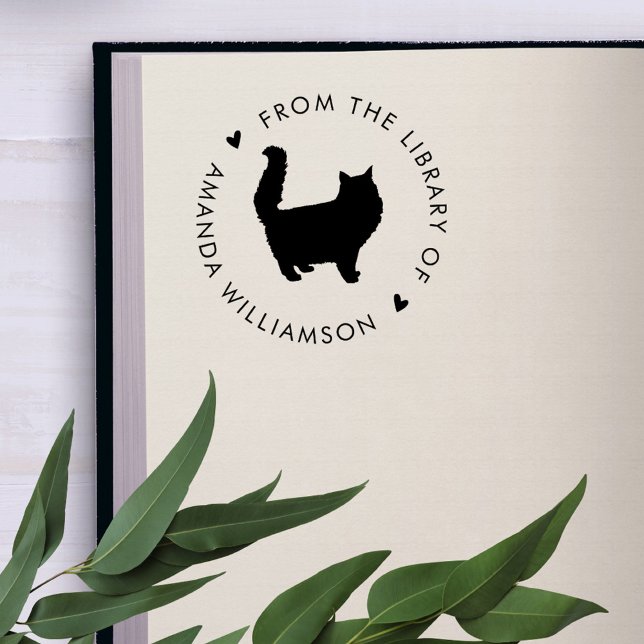 Modern Cat Lover Custom Library Book Self-inking Stamp (Creator Uploaded)