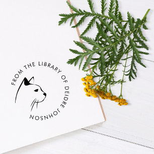 Modern Cat Minimalist Custom From The Library Book Self-inking Stamp
