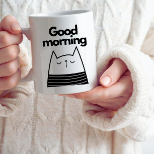 Modern Cat Mum Cute Black & White Coffee Mug