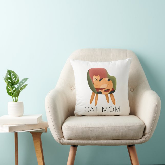 Modern Cat Mum Watercolor  Cushion (Chair)
