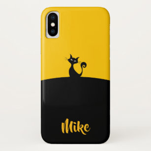 Modern Cat Pet Black & Yellow Template Case-Mate iPhone Case