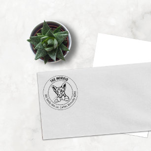 Modern Cat Return Address  Rubber Stamp
