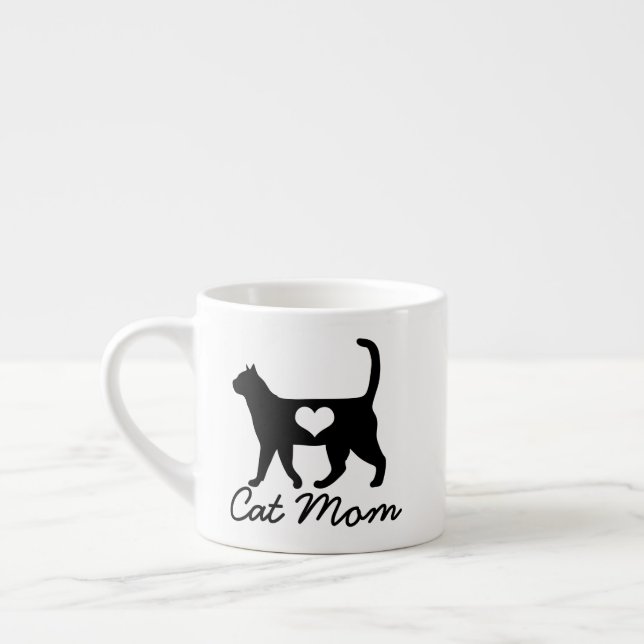 Modern Cat Silhouette Cat Mum Espresso Cup (Left)
