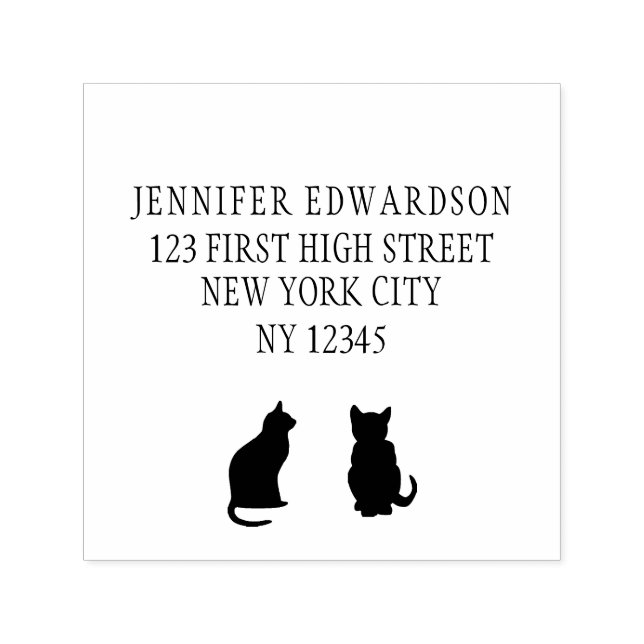 Modern cat silhouettes custom Return Address Stamp (Design)