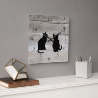 Modern cat silhouettes pets on rustic barn wood
