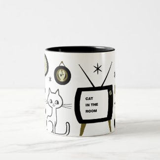 Modern cat Two-Tone coffee mug
