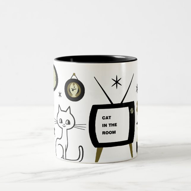 Modern cat Two-Tone coffee mug (Center)