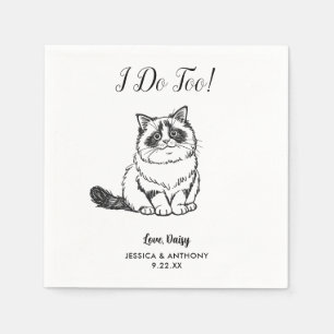 Modern Cat Wedding Cocktail Napkins