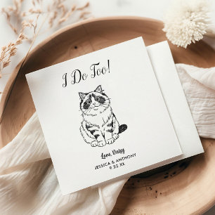 Modern Cat Wedding Cocktail Napkins