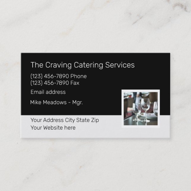 Modern Catering Services Template Business Card (Front)