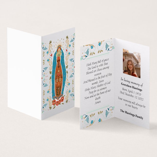 Modern Catholic Funeral Memorial Prayer Card (Inside and Outside)