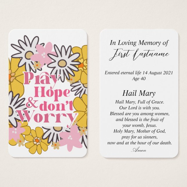 Modern Catholic In Memory Prayer Card (Front & Back)