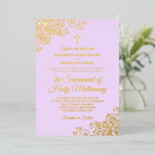 Modern Catholic Wedding Elegant Lilac Purple Gold