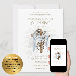 Modern Catholic Wedding Invitations Elegant White