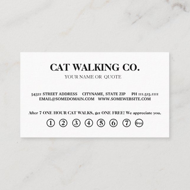 Modern cats. loyalty punch card (Back)