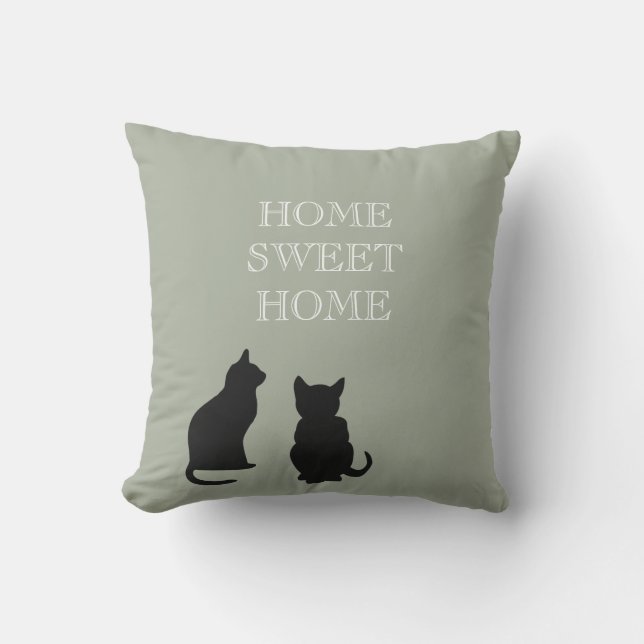 Modern cats silhouttes green Home Sweet Outdoor Cushion (Front)