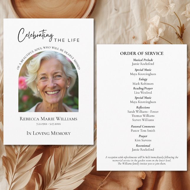 Modern Celebrating The Life Arch Photo Funeral Programme (Modern Celebrating The Life Arch Photo Funeral Program)