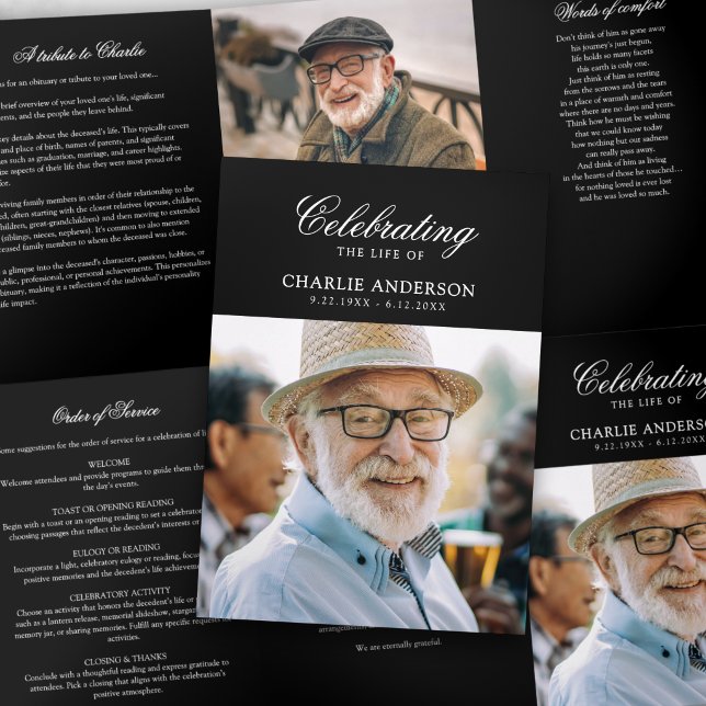 Modern Celebration Of Life 2-Photo Funeral Tri-Fold Programme (Creator Uploaded)