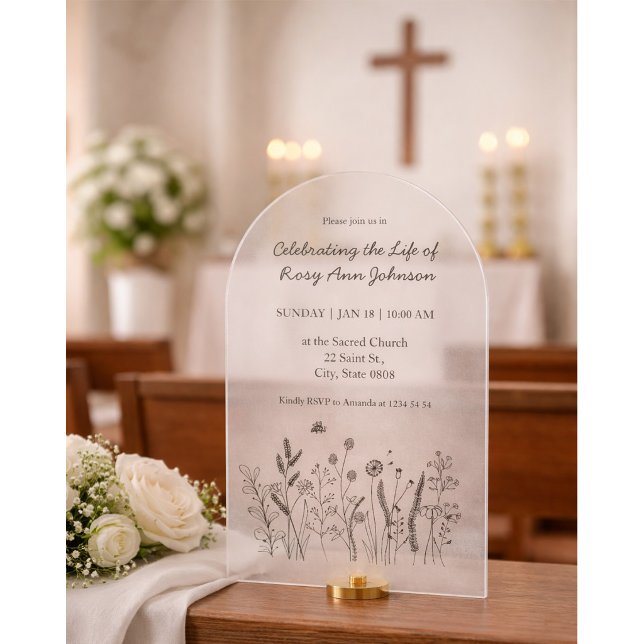 Modern Celebration of Life Arch Acrylic Invitation (Creator Uploaded)