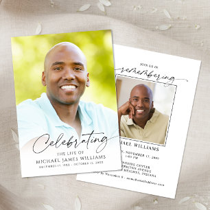 Modern Celebration of Life Funeral Memorial Photo Invitation
