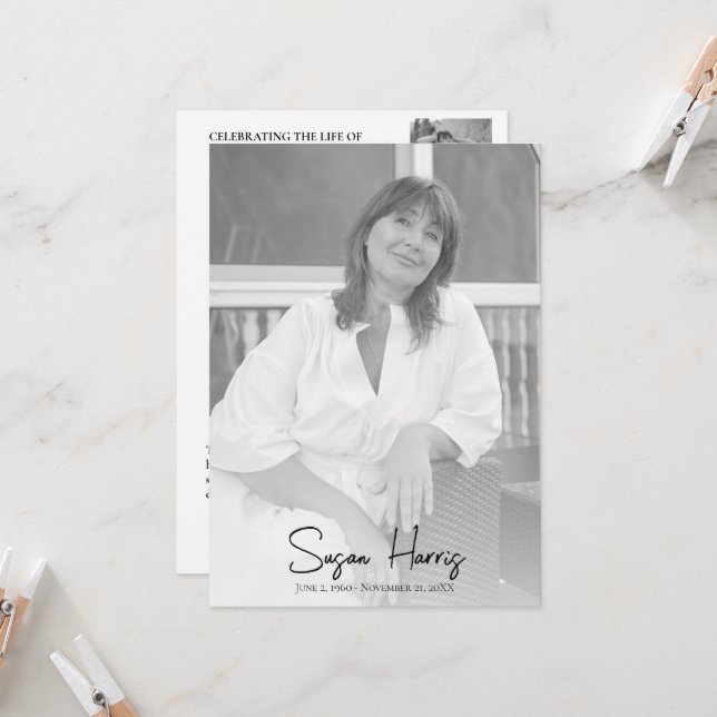 Modern Celebration of Life Funeral Program  Invitation (Front/Back In Situ)