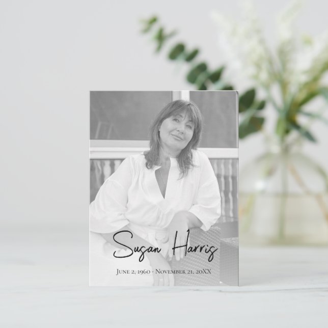 Modern Celebration of Life Funeral Program  Postcard (Standing Front)