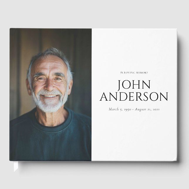 Modern Celebration of Life Memorial Funeral Guest Book (Front)