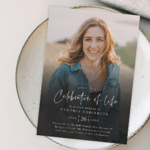 Modern Celebration of Life Memorial Funeral Invitation