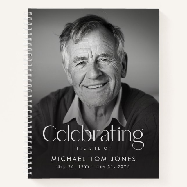 Modern Celebration of Life Memorial Funeral Notebook (Front)